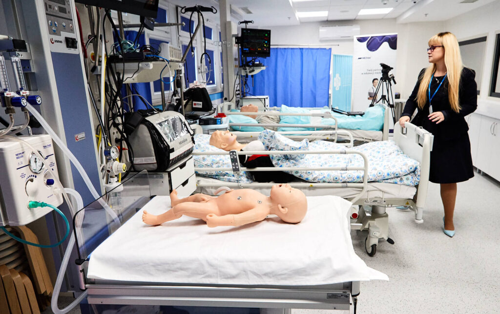 training room in the medical university of Lodz for students to practice on babies
